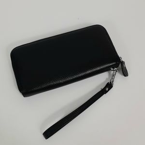 Moflycom black leather zip wallet